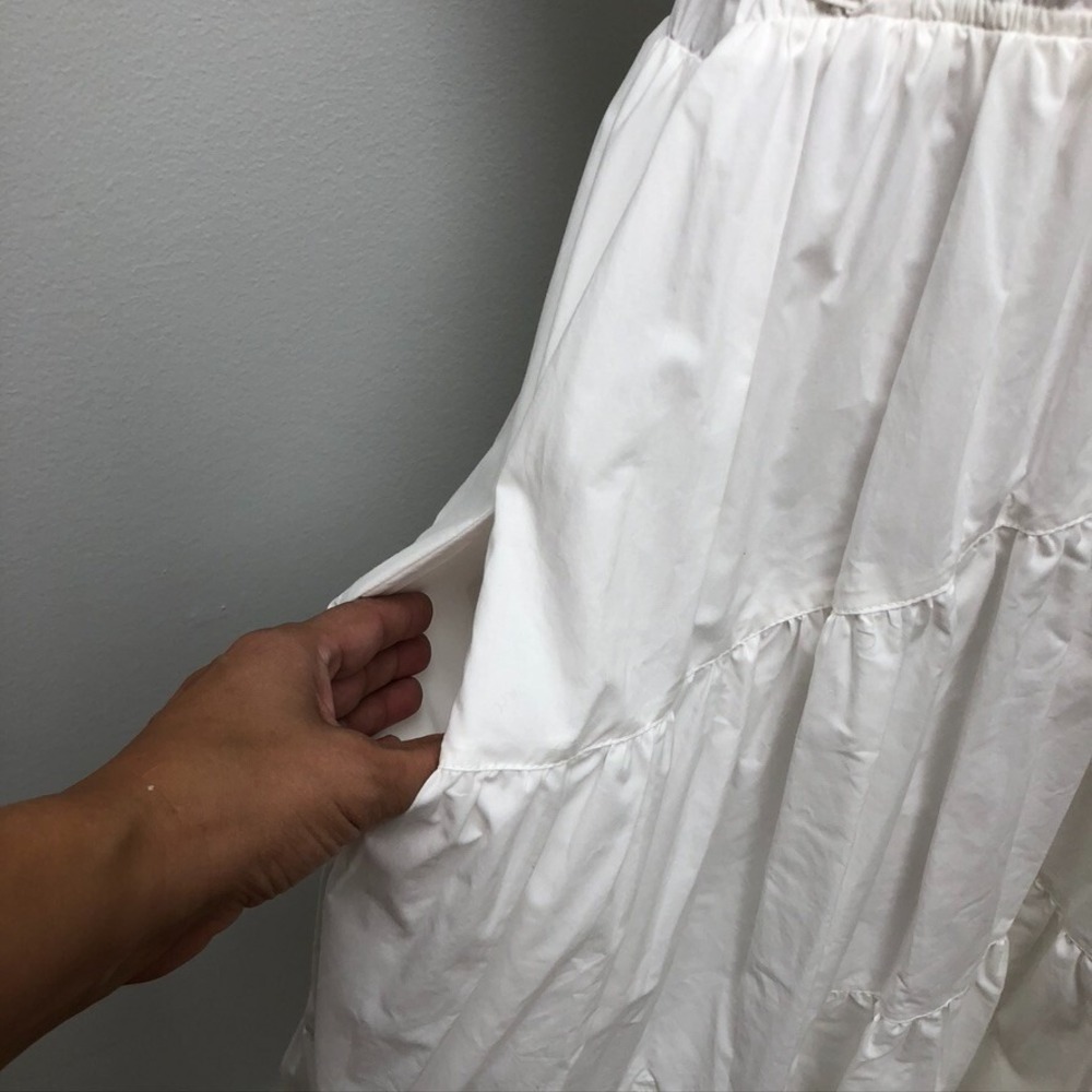 Proenza Schouler Poplin Gathered Tiered Dress Womens 12 White Luxury Bridal Boho View 5